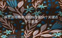 麻豆游戏榜单分析热搜榜54个关键点干货速递